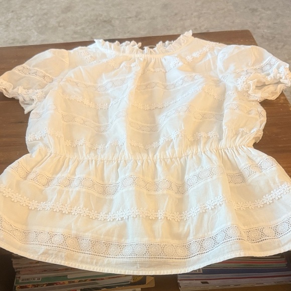 J. Crew White Lace Detail Blouse - Picture 3 of 10